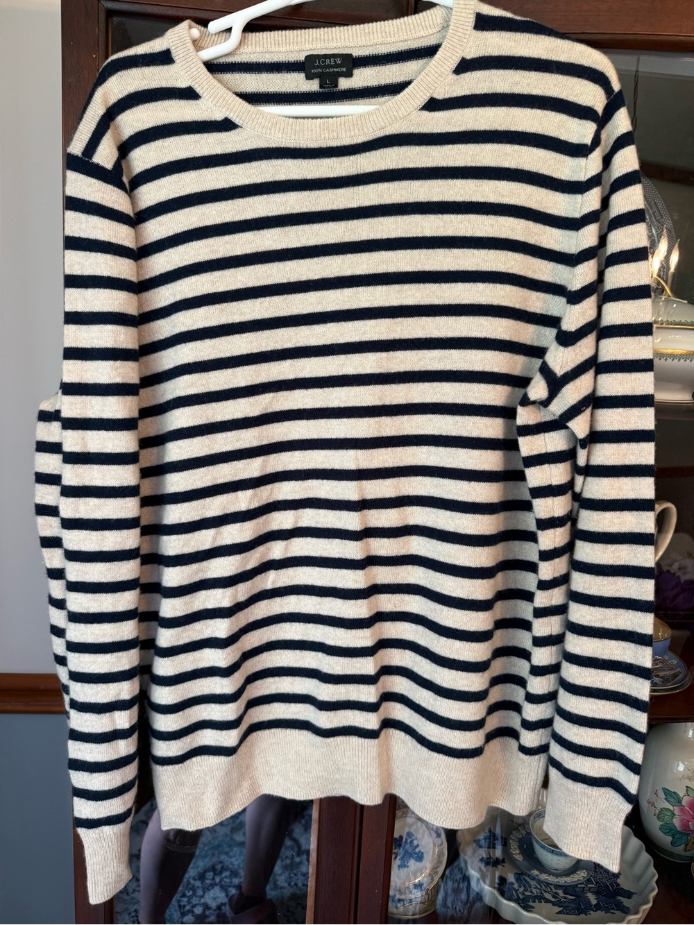 Women’s J Crew Striped 100% cashmere sweater coastal cottage cottage core